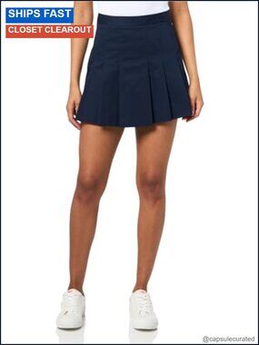 Pleated Short Skirt Cotton Gabardine A-Line Mini Active